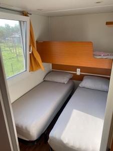 佩斯基耶拉德加达Agricamping Zanina 9的小型客房 - 带2张床和窗户