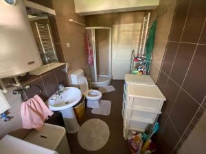 克拉古耶瓦茨Markus Apartment的一间带水槽和卫生间的小浴室