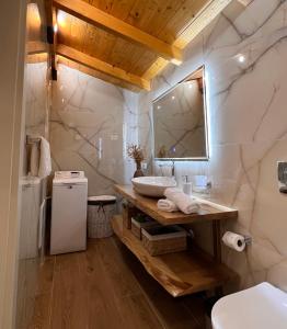 维利波吉Vila Lulebore的一间带水槽和镜子的浴室