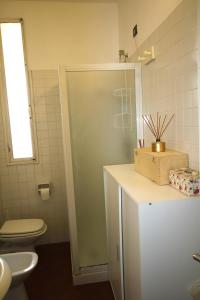 里乔内BlancoHouse Viale Ceccarini的一间带卫生间和水槽的浴室