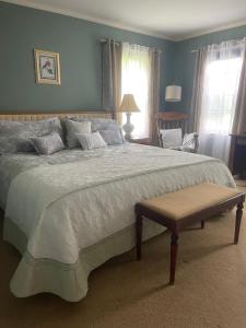 伯灵顿威利斯顿乡村旅馆的一间卧室配有一张大床和一把椅子