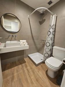 布宜诺斯艾利斯Sancer House Bs As的一间带卫生间、水槽和镜子的浴室