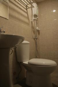 第波罗Happytelle的浴室配有卫生间、盥洗盆和淋浴。