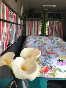 卡比斯贝Berty the campervan的一张带床和床的露营车