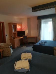 费拉迪普利米罗伊索拉贝拉健康酒店的酒店客房配有两张床和一张书桌