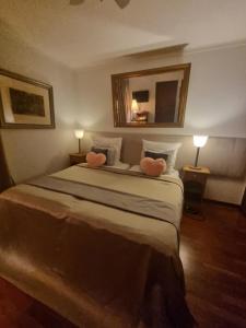 塞辛布拉维拉德索尔住宿加早餐旅馆的卧室配有一张大床和两个粉红色枕头