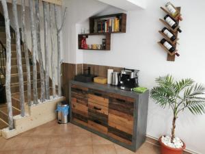 奥尔绍瓦Casa Noastra的一间设有木制梳妆台和植物的房间