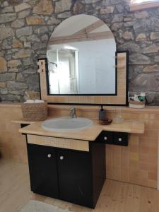 维帕瓦Small house in Vipava valley的一间带水槽和镜子的浴室