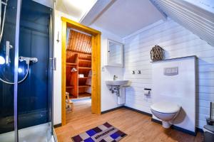 孙登Nordic Ferienpark Sorpesee的一间带卫生间和水槽的浴室