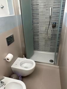 博斯科雷亚莱B&B VILLA LA GINESTRA - camere的带淋浴、卫生间和盥洗盆的浴室