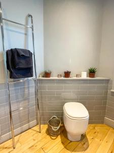 伦敦Home in Chiswick Homefields的一间带卫生间和淋浴的浴室