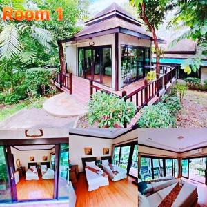 Ban Khao Rup Changสงขลาคีรี รีสอร์ท SongkhlaKeeree Resort的房屋三张照片的拼贴