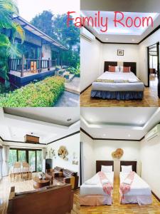 Ban Khao Rup Changสงขลาคีรี รีสอร์ท SongkhlaKeeree Resort的带两张床的房间和一间家庭间