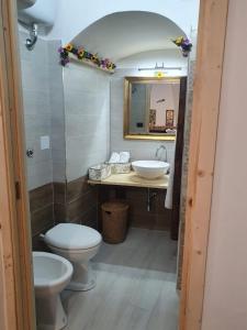 罗迪-加尔加尼科Nonna Elena的一间带卫生间、水槽和镜子的浴室