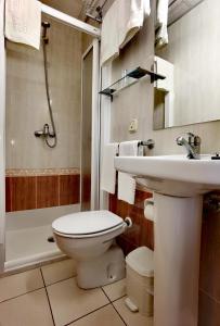 桑特费柳德吉克索尔斯HOSTAL RIGAU的浴室配有卫生间、盥洗盆和淋浴。