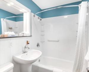 戈勒姆托普诺次酒店的白色的浴室设有水槽和淋浴。