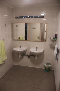 吕兹-圣索沃尔Solfé Backpacker的浴室设有2个水槽和镜子