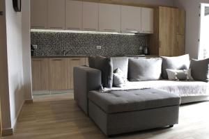 希俄斯inHeart Apartment Chios的带沙发的客厅和厨房