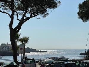 卡塔尼亚iitana Luxury Apartment - Catania Fronte Mare的海边停车场,有车停放