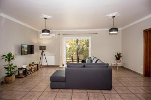 拉基索拉Aristotelis Apartment Lakithra-Alexandra的带沙发和电视的客厅