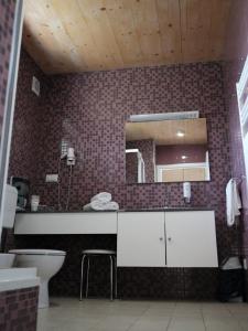 托波尔希卡Apartment BRIN的一间带水槽、卫生间和镜子的浴室