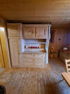 比尔塞贝格Burtscha Lodge im Sommer inklusive der Gästekarte Premium的一间房子内的大型木柜