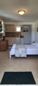 圣特罗佩Villa Playa del Sol -B4的一间大型客房,设有两张床和厨房