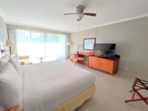 伊斯塔潘德拉萨尔Ixtapan de la Sal Marriott Hotel & Spa的一间卧室配有一张床和一台平面电视
