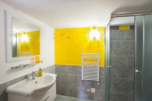 Collepasso佩拉德尔苏德住宿加早餐旅馆的一间带水槽和淋浴的浴室