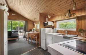 伊斯科博约格Awesome Home In Eskebjerg With Wifi的厨房配有白色冰箱和桌子