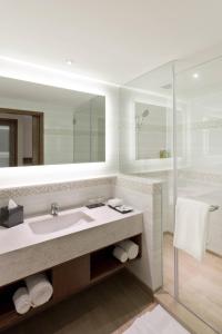 维沙卡帕特南维沙卡帕特南万豪酒店的一间带水槽和淋浴的浴室