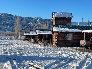 乌斯帕亚塔Cabañas NAOL的雪中小木屋,背景是群山