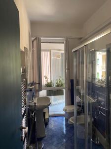 维罗纳Maison de Amelie的带淋浴、盥洗盆和卫生间的浴室