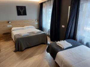 帕斯底拉卡萨米尔迪尔酒店的酒店客房设有两张床和窗户。