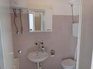 鲁巴达Adrian's Apartments & Winery的一间带水槽、卫生间和镜子的浴室