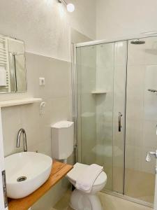 赫瓦尔路克雷西亚公寓的浴室配有卫生间、盥洗盆和淋浴。