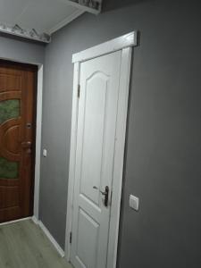 韦尔霍维纳Pidkova的木门旁边的一个房间里的一个白色门
