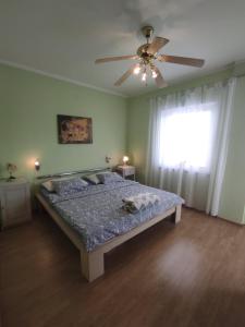诺维·维诺多尔斯基Apartman Mila的一间卧室配有一张床和吊扇