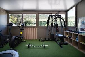 勒拉旺杜博索雷尔酒店的一间健身房,里面设有数个健身器材