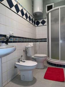 蒂哈拉费TERRAZITA的浴室配有卫生间、盥洗盆和淋浴。