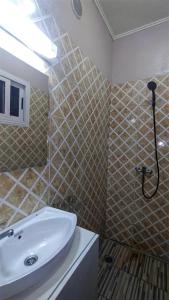 利伯维尔AS Guest House的浴室配有白色水槽和淋浴。