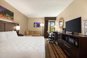 斯特灵华盛顿杜勒斯国际机场假日酒店的配有一张床和一台平面电视的酒店客房