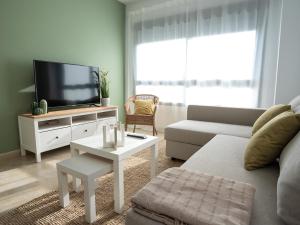 阿瓜杜尔塞Apartamentos Brisas del Puerto de Aguadulce的带沙发和电视的客厅