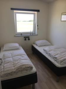 岑讷麦斯提德度假酒店的带窗户的客房内设有两张单人床。