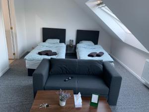 MachelenApartment Brussels Airport and NATO OTAN的带沙发和2张床的客厅