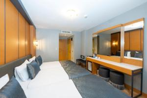 伊斯坦布尔Freya Hotel的一间酒店客房 - 带一张床和一间浴室