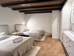 萨拉戈萨AZ Orús Factory Hotel - Parking Gratuíto的一间卧室配有两张床和水槽