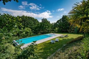 吉马良斯Villa Prendal Eco Living - Minho's Guest的一座房子的院子内的游泳池