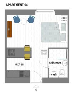 卢布尔雅那NEW G&P Villa - Free Parking的厨房和浴室的平面图