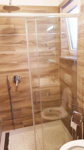 波雷奇马里奇房屋酒店的浴室里设有玻璃门淋浴